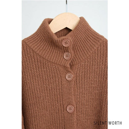 【Mサイズ】畦編みロングニットカーディガン｜SILENT WORTH レディース 羽織り 秋冬 長袖 ロング丈 N-2963