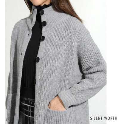 【Mサイズ】畦編みロングニットカーディガン｜SILENT WORTH レディース 羽織り 秋冬 長袖 ロング丈 N-2963