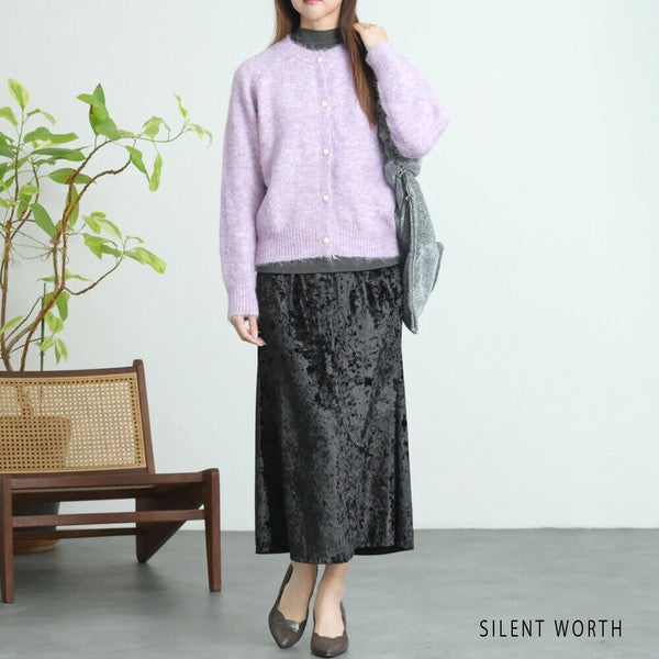 【Mサイズ】メランジ起毛ニットカーディガン｜SILENT WORTH レディース 秋冬 長袖 羽織り N-2977