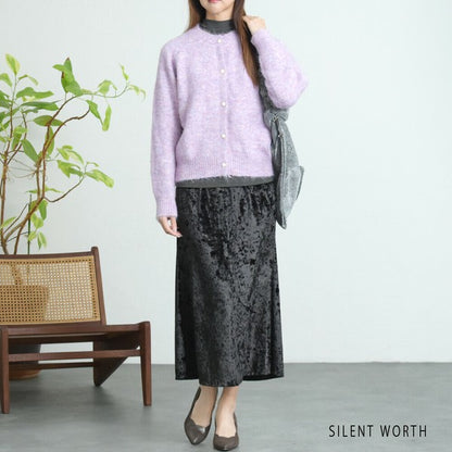 【Mサイズ】メランジ起毛ニットカーディガン｜SILENT WORTH レディース 秋冬 長袖 羽織り N-2977