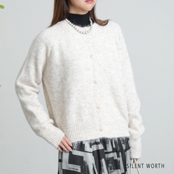 【Mサイズ】メランジ起毛ニットカーディガン｜SILENT WORTH レディース 秋冬 長袖 羽織り N-2977