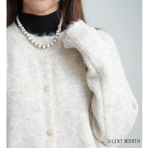 【Mサイズ】メランジ起毛ニットカーディガン｜SILENT WORTH レディース 秋冬 長袖 羽織り N-2977