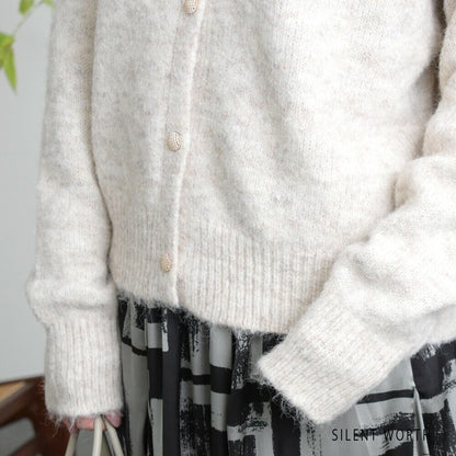 【Mサイズ】メランジ起毛ニットカーディガン｜SILENT WORTH レディース 秋冬 長袖 羽織り N-2977