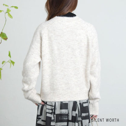 【Mサイズ】メランジ起毛ニットカーディガン｜SILENT WORTH レディース 秋冬 長袖 羽織り N-2977