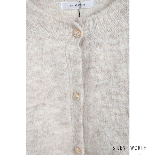 【Mサイズ】メランジ起毛ニットカーディガン｜SILENT WORTH レディース 秋冬 長袖 羽織り N-2977