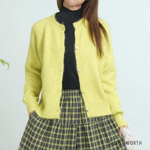 【Mサイズ】メランジ起毛ニットカーディガン｜SILENT WORTH レディース 秋冬 長袖 羽織り N-2977