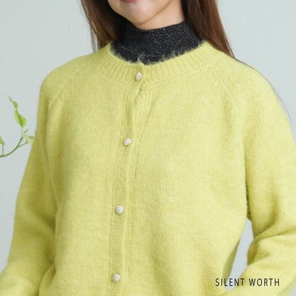 【Mサイズ】メランジ起毛ニットカーディガン｜SILENT WORTH レディース 秋冬 長袖 羽織り N-2977