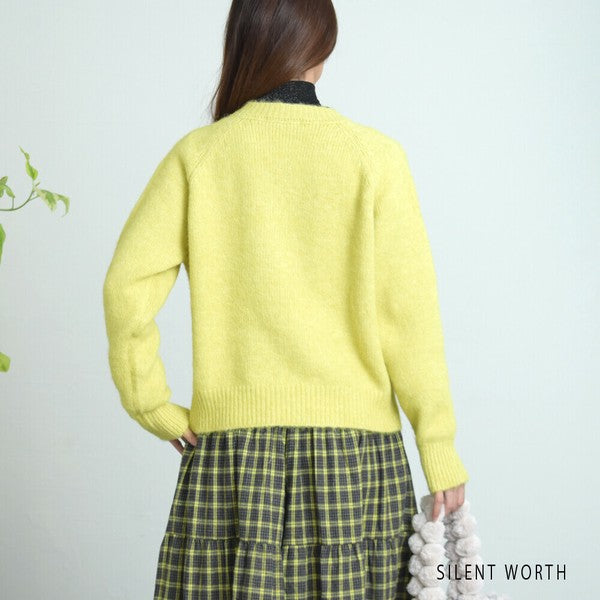 【Mサイズ】メランジ起毛ニットカーディガン｜SILENT WORTH レディース 秋冬 長袖 羽織り N-2977