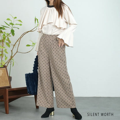 【Mサイズ】ドットフロッキーツイード調パンツ｜ワイドシルエット・裏地付き・SILENT WORTH C-3215
