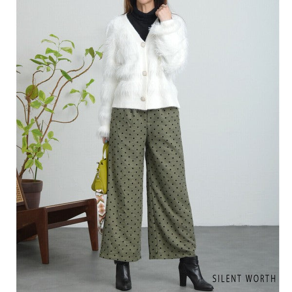 【Mサイズ】ドットフロッキーツイード調パンツ｜ワイドシルエット・裏地付き・SILENT WORTH C-3215