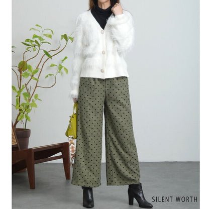 【Mサイズ】ドットフロッキーツイード調パンツ｜ワイドシルエット・裏地付き・SILENT WORTH C-3215