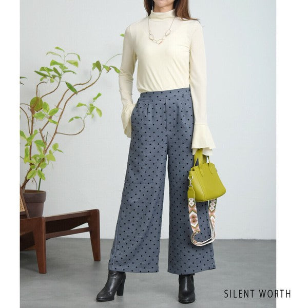【Mサイズ】ドットフロッキーツイード調パンツ｜ワイドシルエット・裏地付き・SILENT WORTH C-3215