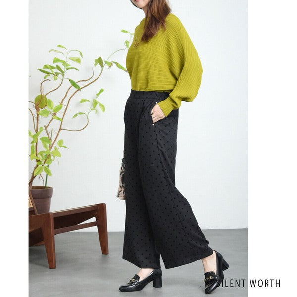【Mサイズ】ドットフロッキーツイード調パンツ｜ワイドシルエット・裏地付き・SILENT WORTH C-3215
