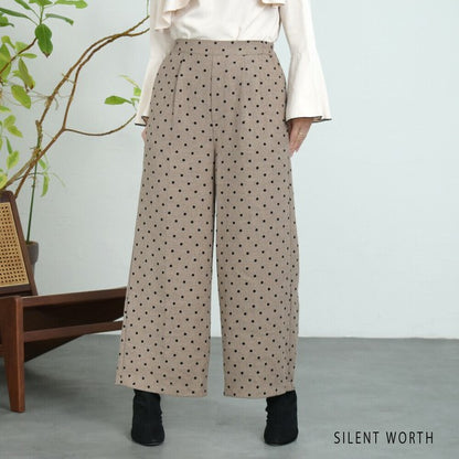 【Mサイズ】ドットフロッキーツイード調パンツ｜ワイドシルエット・裏地付き・SILENT WORTH C-3215