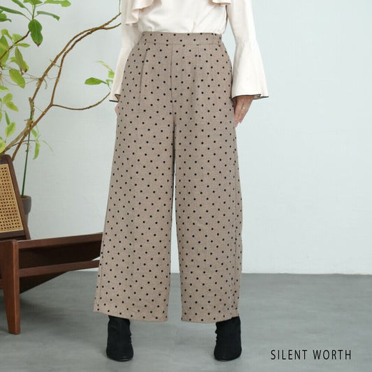 【Mサイズ】ドットフロッキーツイード調パンツ｜ワイドシルエット・裏地付き・SILENT WORTH C-3215