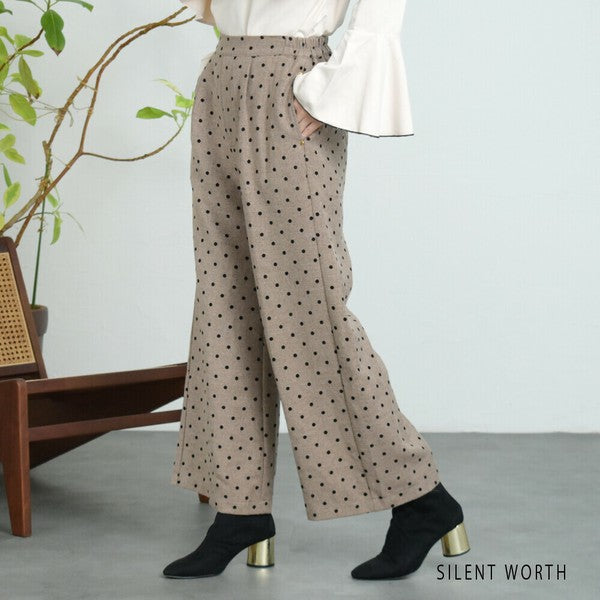 【Mサイズ】ドットフロッキーツイード調パンツ｜ワイドシルエット・裏地付き・SILENT WORTH C-3215