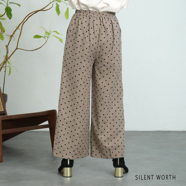 【Mサイズ】ドットフロッキーツイード調パンツ｜ワイドシルエット・裏地付き・SILENT WORTH C-3215