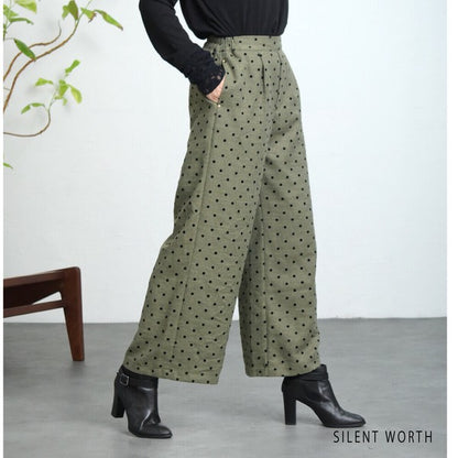 【Mサイズ】ドットフロッキーツイード調パンツ｜ワイドシルエット・裏地付き・SILENT WORTH C-3215