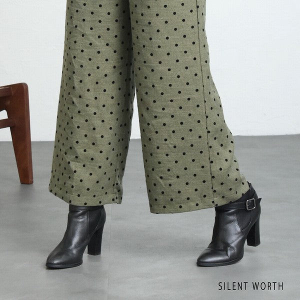 【Mサイズ】ドットフロッキーツイード調パンツ｜ワイドシルエット・裏地付き・SILENT WORTH C-3215