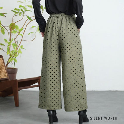 【Mサイズ】ドットフロッキーツイード調パンツ｜ワイドシルエット・裏地付き・SILENT WORTH C-3215