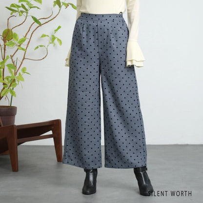 【Mサイズ】ドットフロッキーツイード調パンツ｜ワイドシルエット・裏地付き・SILENT WORTH C-3215