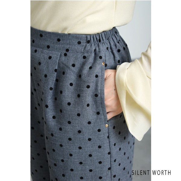 【Mサイズ】ドットフロッキーツイード調パンツ｜ワイドシルエット・裏地付き・SILENT WORTH C-3215