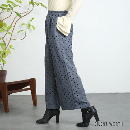 【Mサイズ】ドットフロッキーツイード調パンツ｜ワイドシルエット・裏地付き・SILENT WORTH C-3215