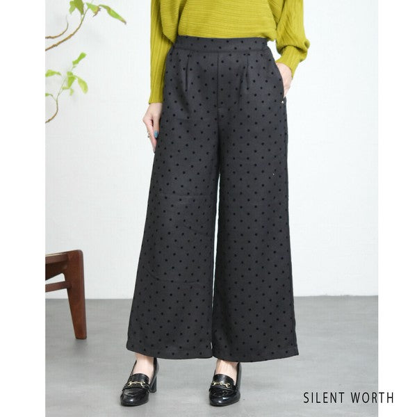 Mサイズ】ドットフロッキーツイード調パンツ｜ワイドシルエット
