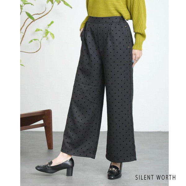 【Mサイズ】ドットフロッキーツイード調パンツ｜ワイドシルエット・裏地付き・SILENT WORTH C-3215