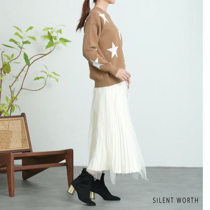 【Mサイズ】星柄ニットプルオーバー｜SILENT WORTH レディース 秋冬 トップス 長袖 セーター N-3016