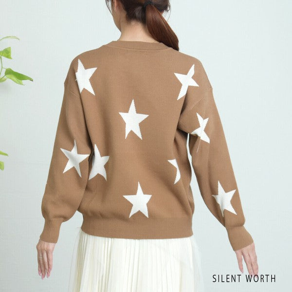【Mサイズ】星柄ニットプルオーバー｜SILENT WORTH レディース 秋冬 トップス 長袖 セーター N-3016