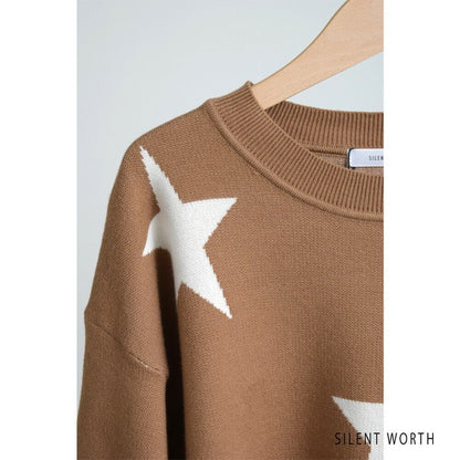 【Mサイズ】星柄ニットプルオーバー｜SILENT WORTH レディース 秋冬 トップス 長袖 セーター N-3016