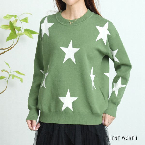 【Mサイズ】星柄ニットプルオーバー｜SILENT WORTH レディース 秋冬 トップス 長袖 セーター N-3016