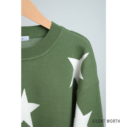 【Mサイズ】星柄ニットプルオーバー｜SILENT WORTH レディース 秋冬 トップス 長袖 セーター N-3016