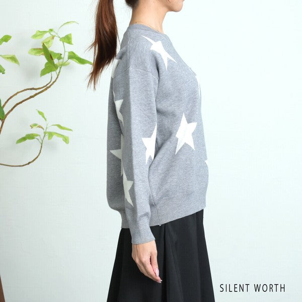 【Mサイズ】星柄ニットプルオーバー｜SILENT WORTH レディース 秋冬 トップス 長袖 セーター N-3016