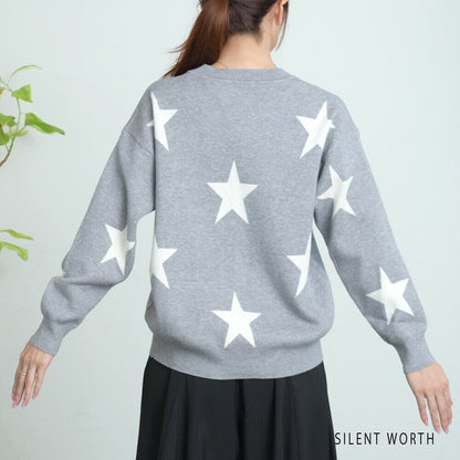 【Mサイズ】星柄ニットプルオーバー｜SILENT WORTH レディース 秋冬 トップス 長袖 セーター N-3016