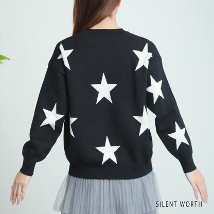 【Mサイズ】星柄ニットプルオーバー｜SILENT WORTH レディース 秋冬 トップス 長袖 セーター N-3016