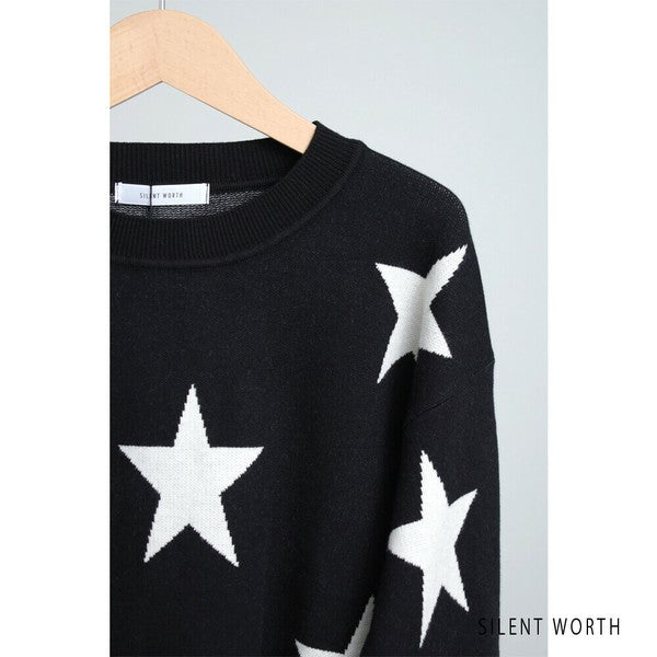 【Mサイズ】星柄ニットプルオーバー｜SILENT WORTH レディース 秋冬 トップス 長袖 セーター N-3016