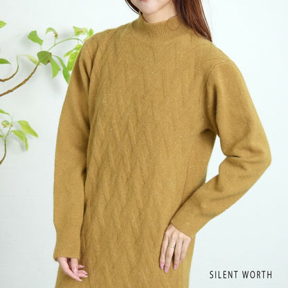 【Mサイズ】リブフレア切替ラメニットワンピース｜裾フレア・きれいめシルエット・ラメ入り｜SILENT WORTH N-3015