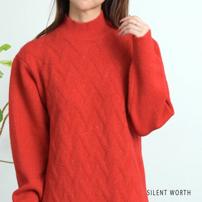 【Mサイズ】リブフレア切替ラメニットワンピース｜裾フレア・きれいめシルエット・ラメ入り｜SILENT WORTH N-3015