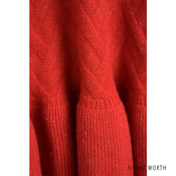 【Mサイズ】リブフレア切替ラメニットワンピース｜裾フレア・きれいめシルエット・ラメ入り｜SILENT WORTH N-3015