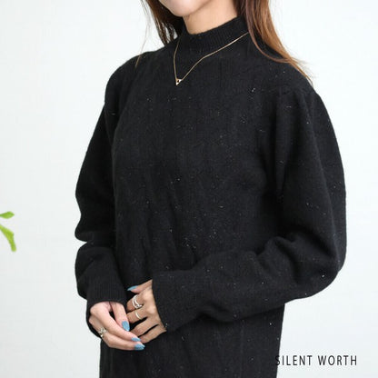 【Mサイズ】リブフレア切替ラメニットワンピース｜裾フレア・きれいめシルエット・ラメ入り｜SILENT WORTH N-3015