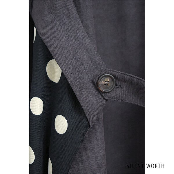 【Mサイズ】ランダムドット柄配色ワンピース｜SILENT WORTH レディース 長袖 体型カバー ゆったり C-3216