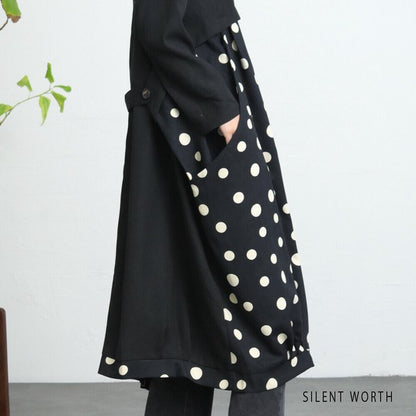 【Mサイズ】ランダムドット柄配色ワンピース｜SILENT WORTH レディース 長袖 体型カバー ゆったり C-3216