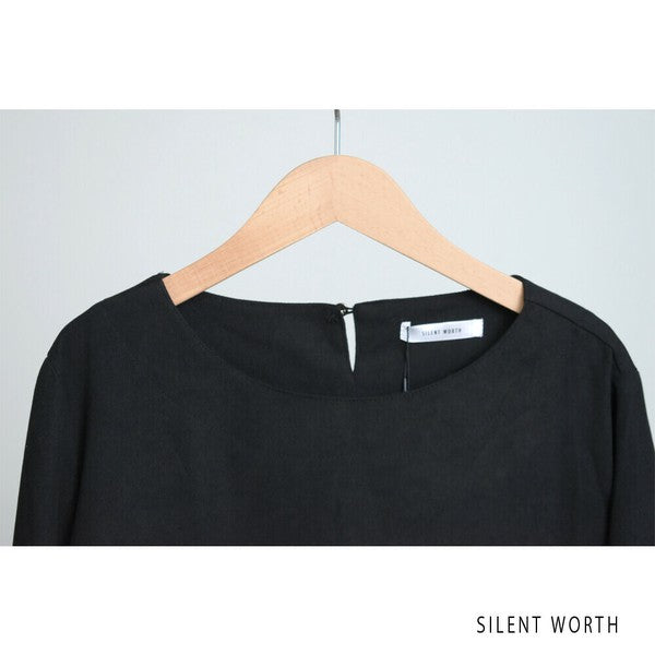 【Mサイズ】ランダムドット柄配色ワンピース｜SILENT WORTH レディース 長袖 体型カバー ゆったり C-3216