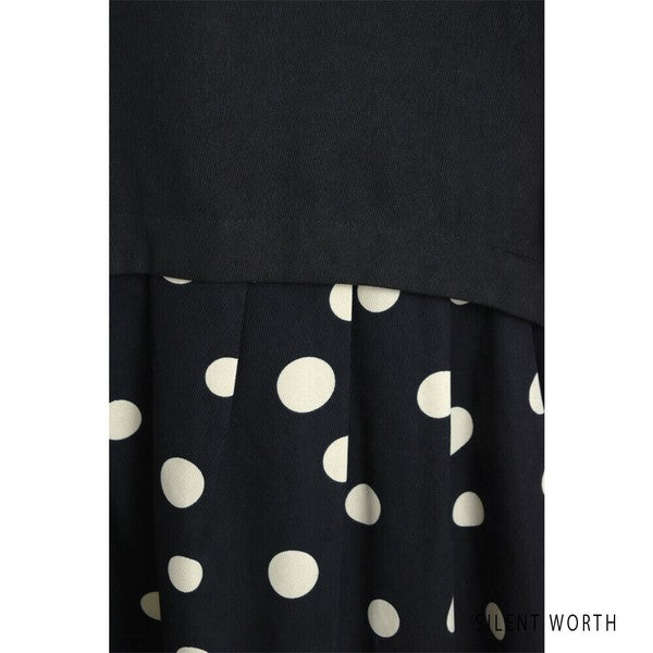 【Mサイズ】ランダムドット柄配色ワンピース｜SILENT WORTH レディース 長袖 体型カバー ゆったり C-3216