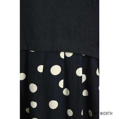 【Mサイズ】ランダムドット柄配色ワンピース｜SILENT WORTH レディース 長袖 体型カバー ゆったり C-3216