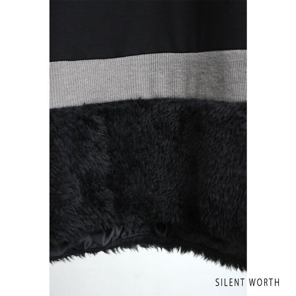 【Mサイズ】フェイクファー配色プルオーバー｜SILENT WORTH レディース 長袖 異素材切替 トップス 秋冬 C-3206