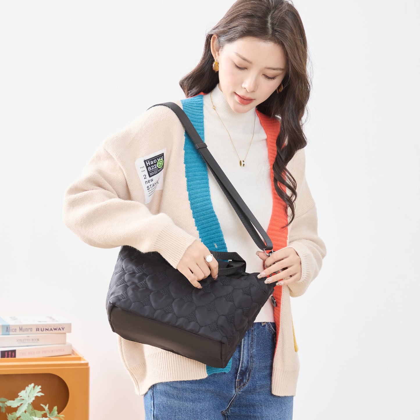 ハート シルエット 2WAY ショルダー バッグ BAG トートバッグ (N92-050)