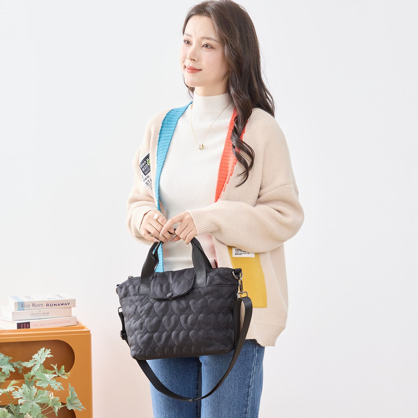 ハート シルエット 2WAY ショルダー バッグ BAG トートバッグ (N92-050)